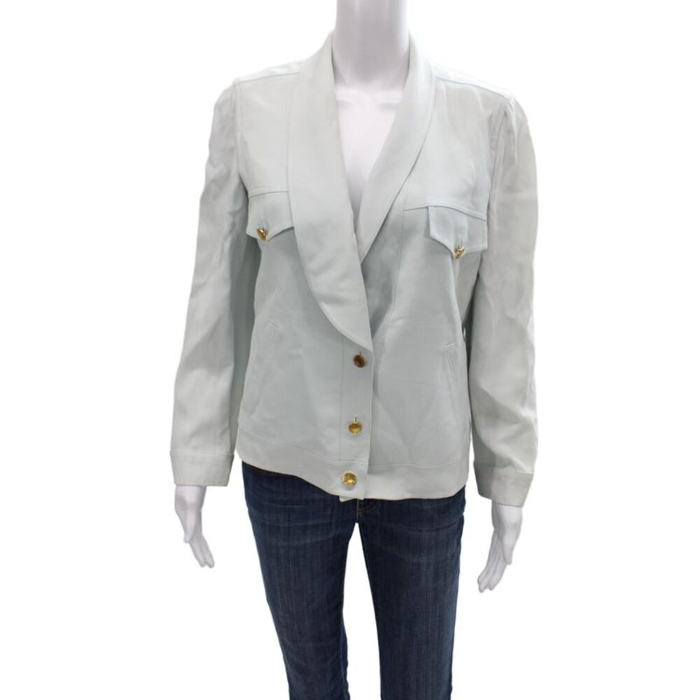 Sonia Rykiel Womens Gray Military Jacket Button Long Sleeve Size 40